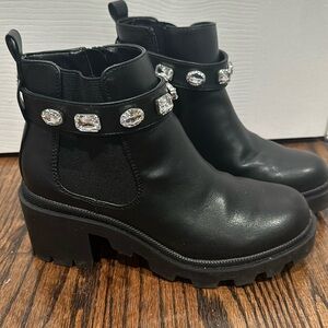 Rhinestone Black Bootie
